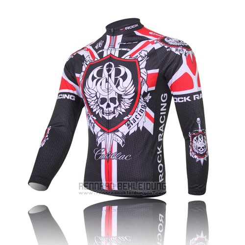 2013 Fahrradbekleidung Rock Racing Shwarz und Rot Trikot Langarm und Tragerhose